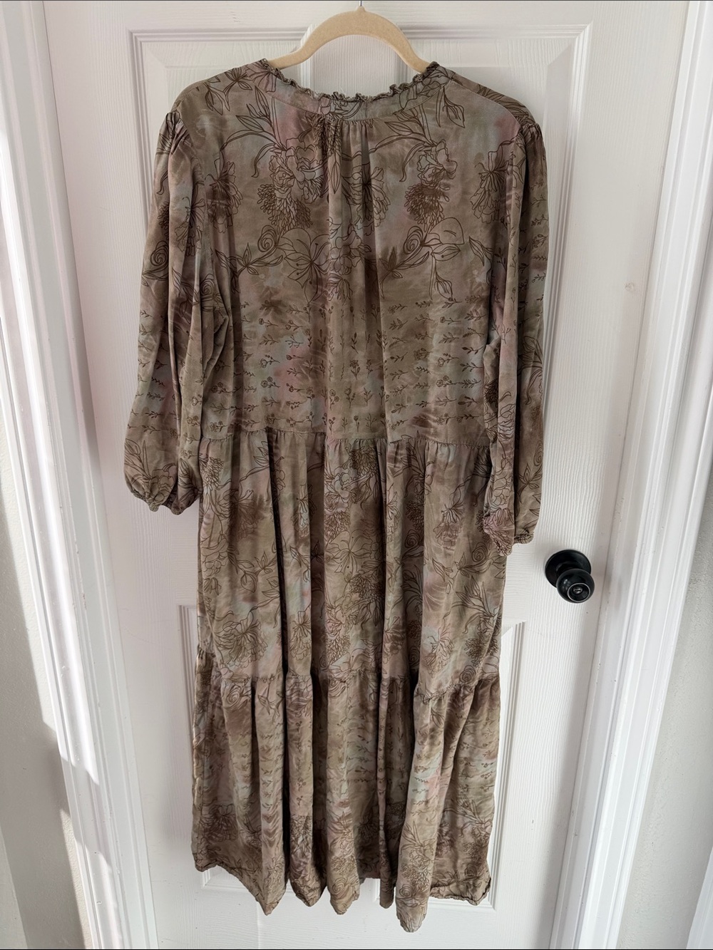 Floral Tiered Midi Dress in Taupe - Picture 5 of 5